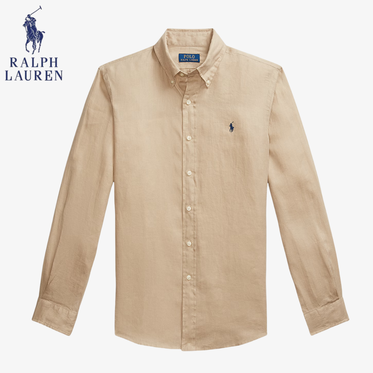 Classic Long-Sleeve Linen Polo RL Ascona Button-Down Shirt