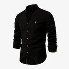Lars Urban-Linen Hemd com Stehkragen und Leinen-Struktur