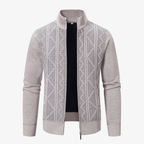 Innsbruck Strickjacke mit geometrischem Relief-Muster und Stehkragen