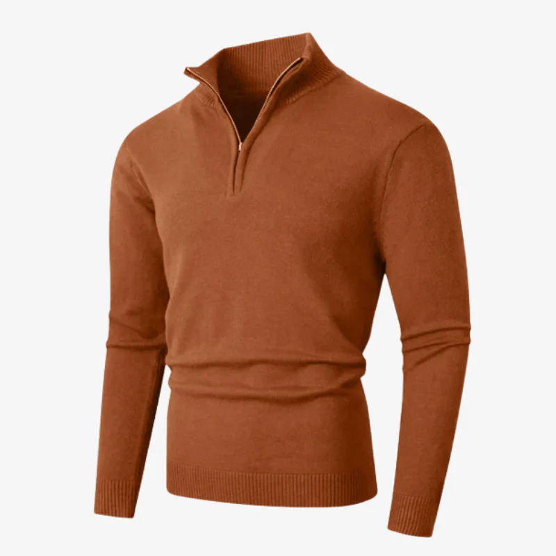 Nordic Slim-Fit Troyer Pullover mit Stehkragen und Reißverschluss