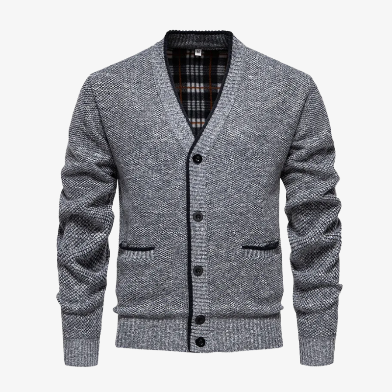 Bern Klassische Strickjacke mit V-Ausschnitt und Knöpfen