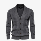 Heidelberg Schalkragen-Strickjacke mit Zopfmuster und Knöpfen