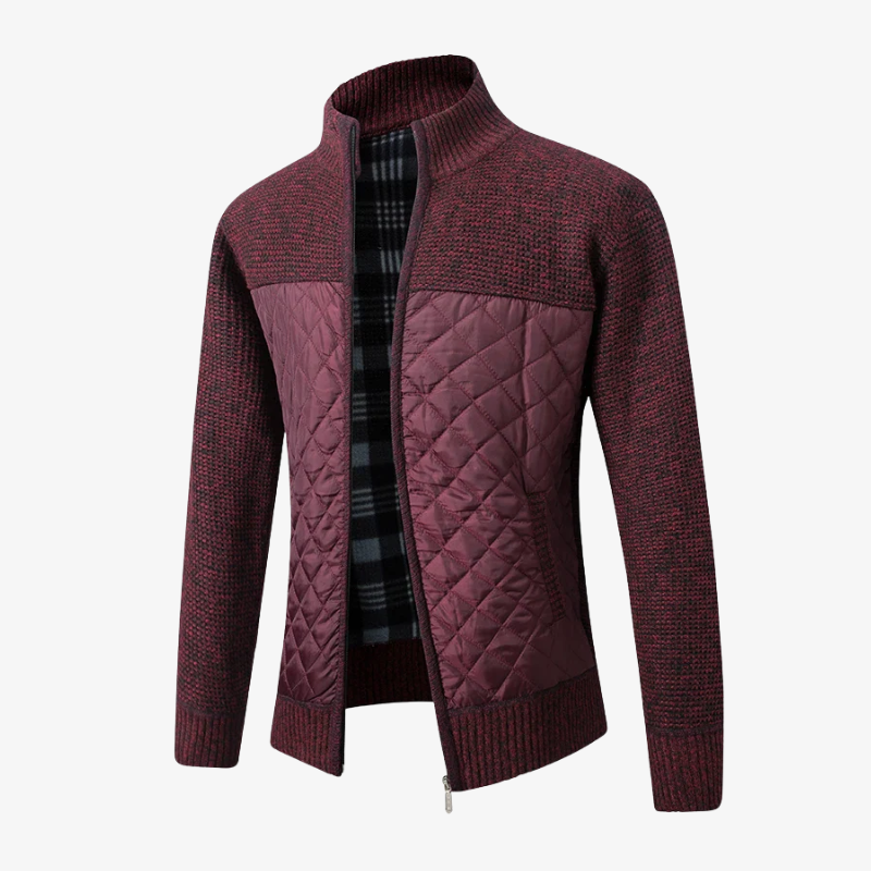 Graz Hybrid-Strickjacke mit Rautensteppung und Flanellfutter
