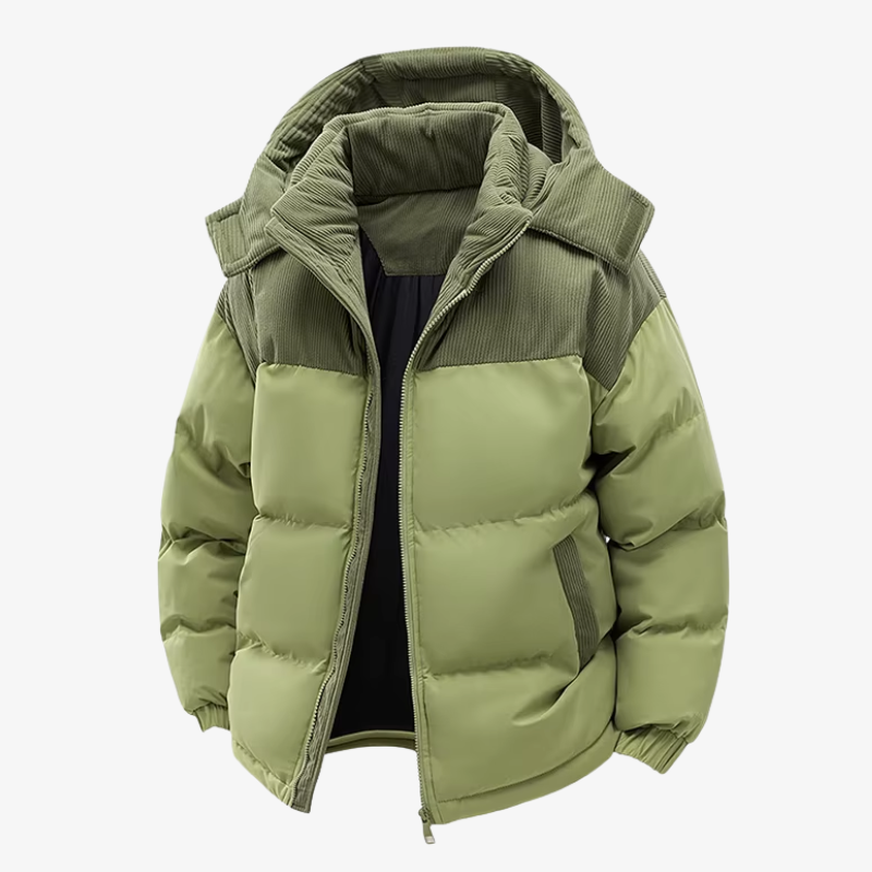 Graz Hybrid-Cord-Pufferjacke mit Kapuze