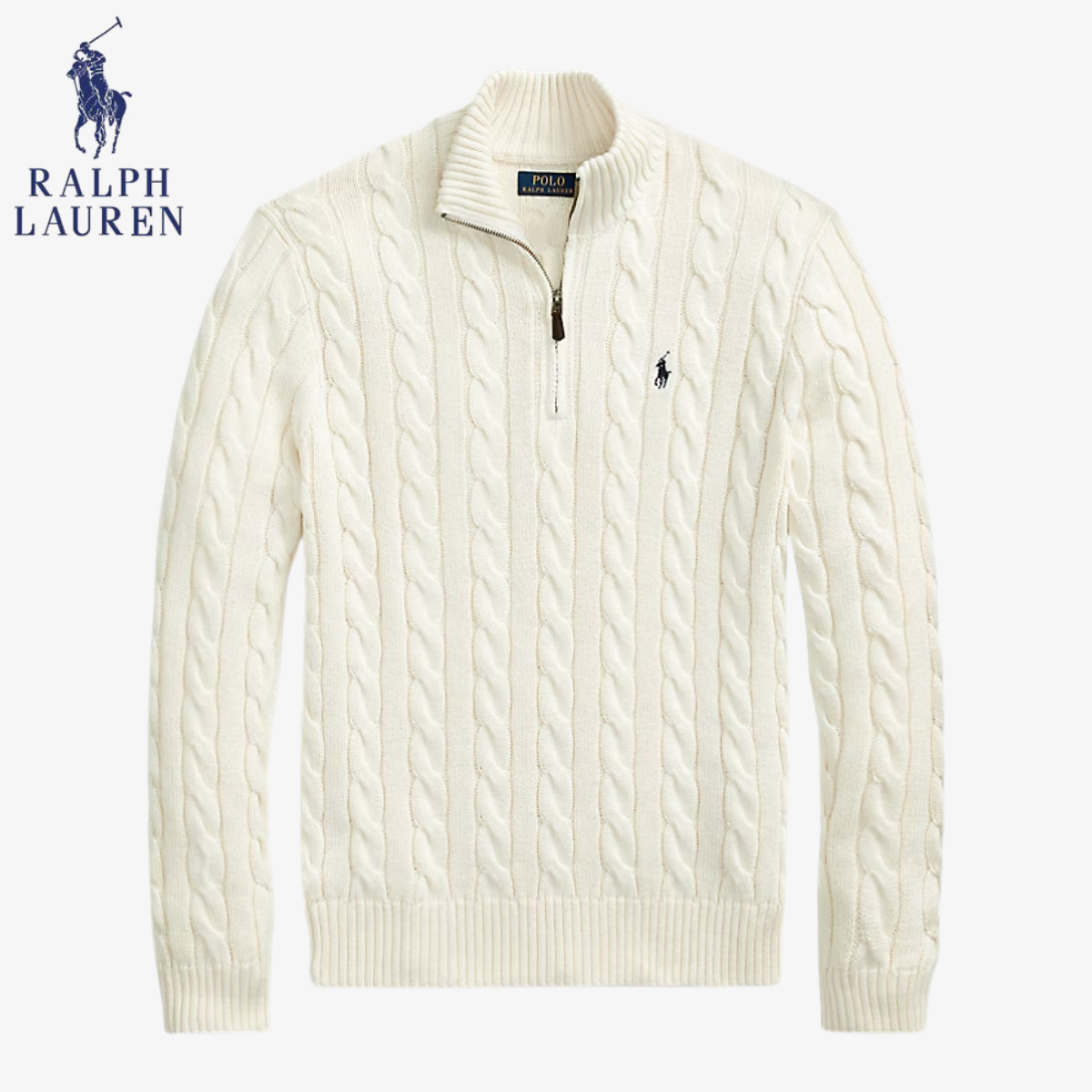 Polo RL St. Moritz Cable-Knit Wool Half-Zip Sweater