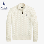 Zopfmuster-Wollpullover Polo RL St. Moritz mit Half-Zip