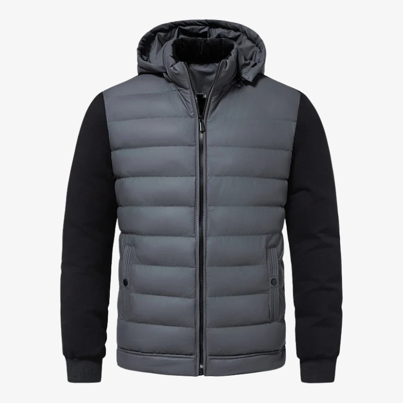 Graz Hybrid-Steppjacke mit Kapuze und Fleece-Ärmeln