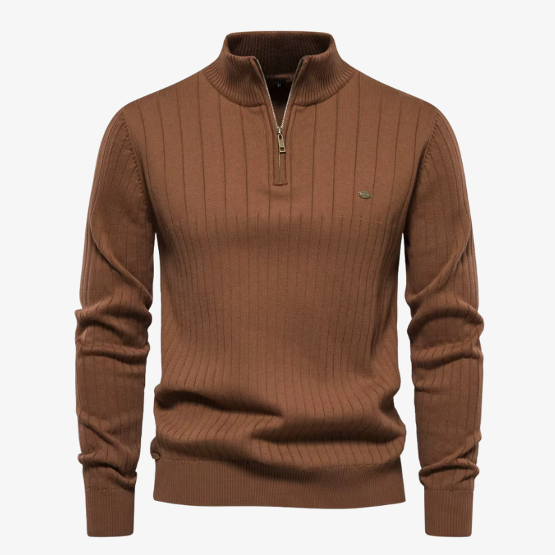 Zermatt Herren-Feinstrickpullover mit Stehkragen und Reißverschluss