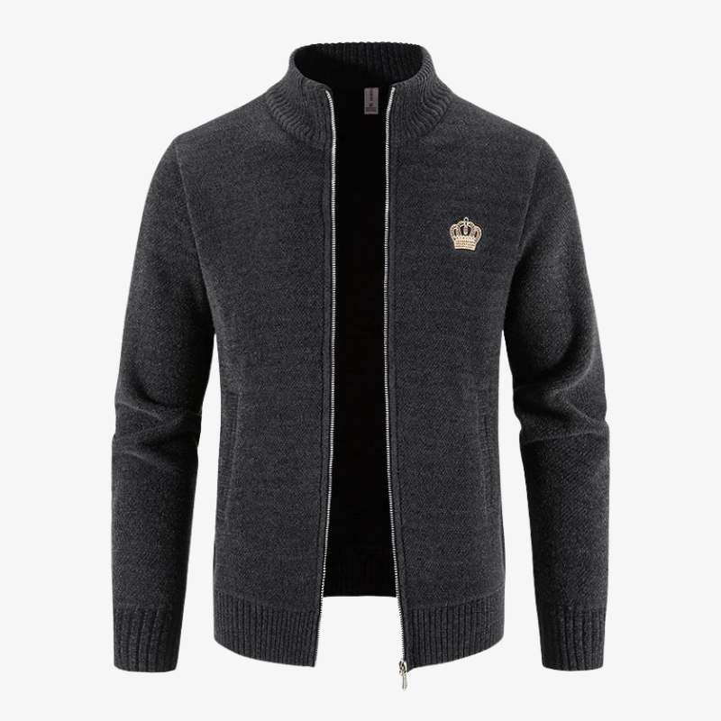 Graz Exklusive Strickjacke mit Kronen-Emblem und Reißverschluss