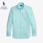 Klassisches Langarm-Leinenhemd Polo RL Ascona mit Button-Down-Kragen