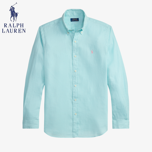 Classic Long-Sleeve Linen Polo RL Ascona Button-Down Shirt