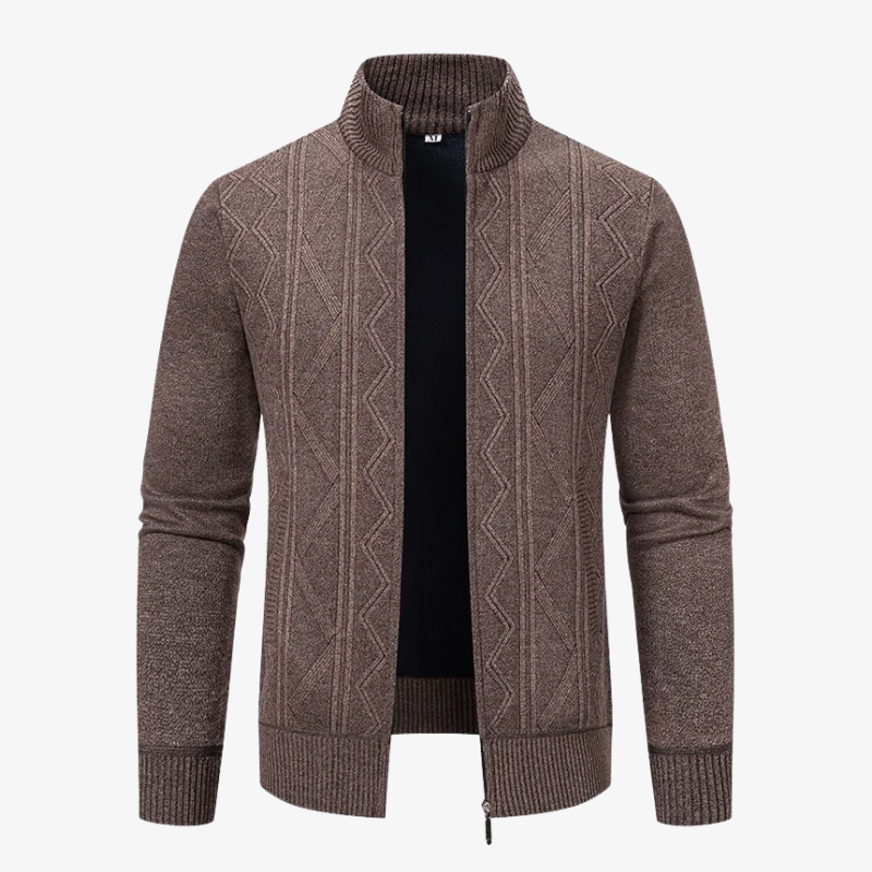 Innsbruck Strickjacke mit geometrischem Relief-Muster und Stehkragen