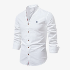 Lars Urban-Linen Hemd com Stehkragen und Leinen-Struktur