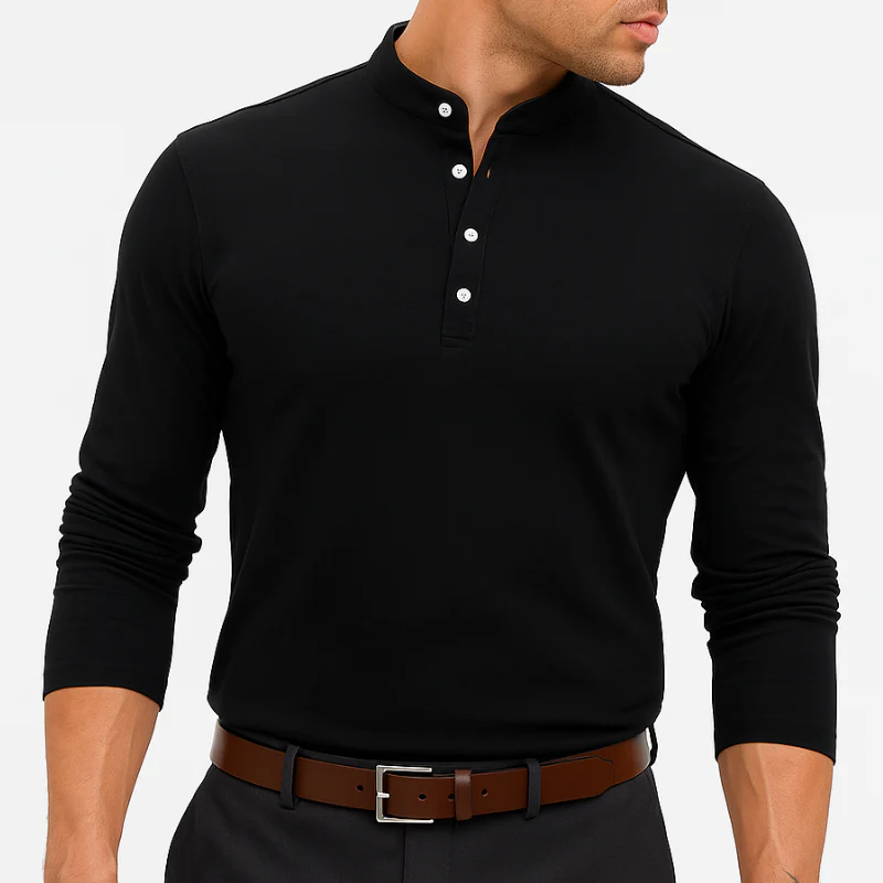 Lund Premium Comfort-Henley mit Stehkragen und Stretch-Anteil