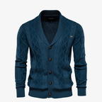 Heidelberg Schalkragen-Strickjacke mit Zopfmuster und Knöpfen