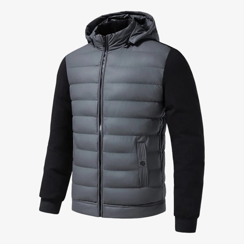 Graz Hybrid-Steppjacke mit Kapuze und Fleece-Ärmeln