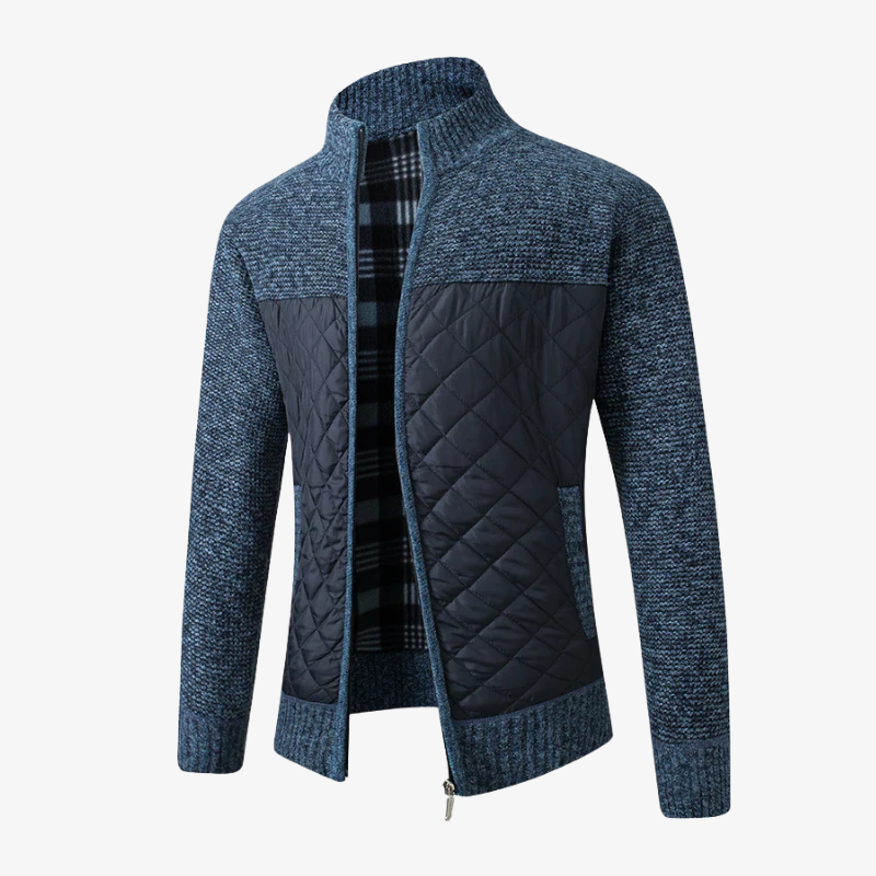 Graz Hybrid-Strickjacke mit Rautensteppung und Flanellfutter