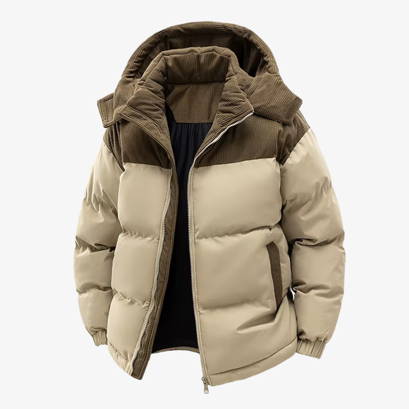 Graz Hybrid-Cord-Pufferjacke mit Kapuze