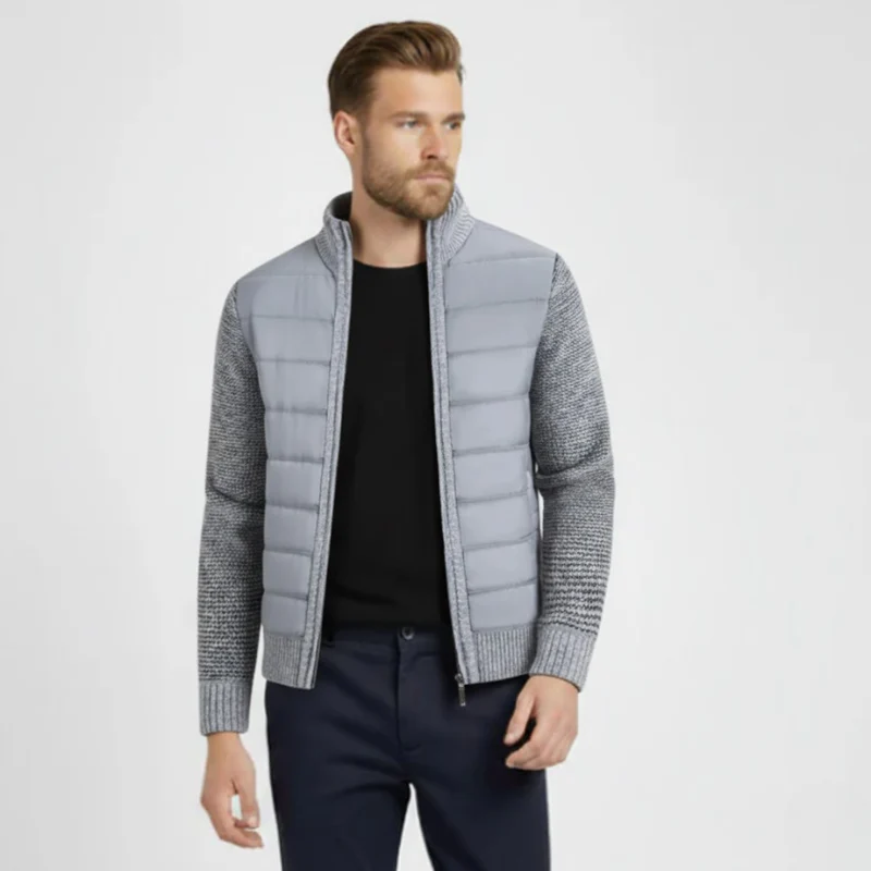 Vaduz Premium Strickjacke mit Struktur-Relief und Stehkragen