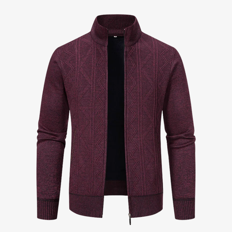 Innsbruck Strickjacke mit geometrischem Relief-Muster und Stehkragen