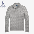 Zopfmuster-Wollpullover Polo RL St. Moritz mit Half-Zip