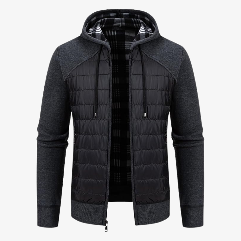 Lars Hybrid-Strickjacke mit Thermo-Steppung und Karo-Futter