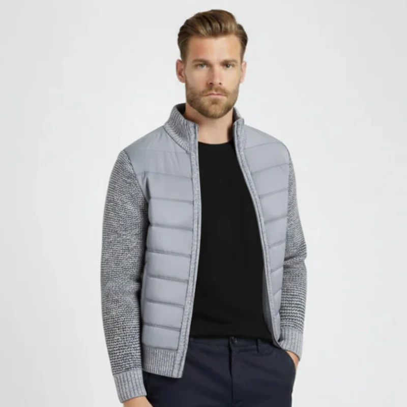 Vaduz Premium Strickjacke mit Struktur-Relief und Stehkragen