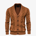 Heidelberg Schalkragen-Strickjacke mit Zopfmuster und Knöpfen