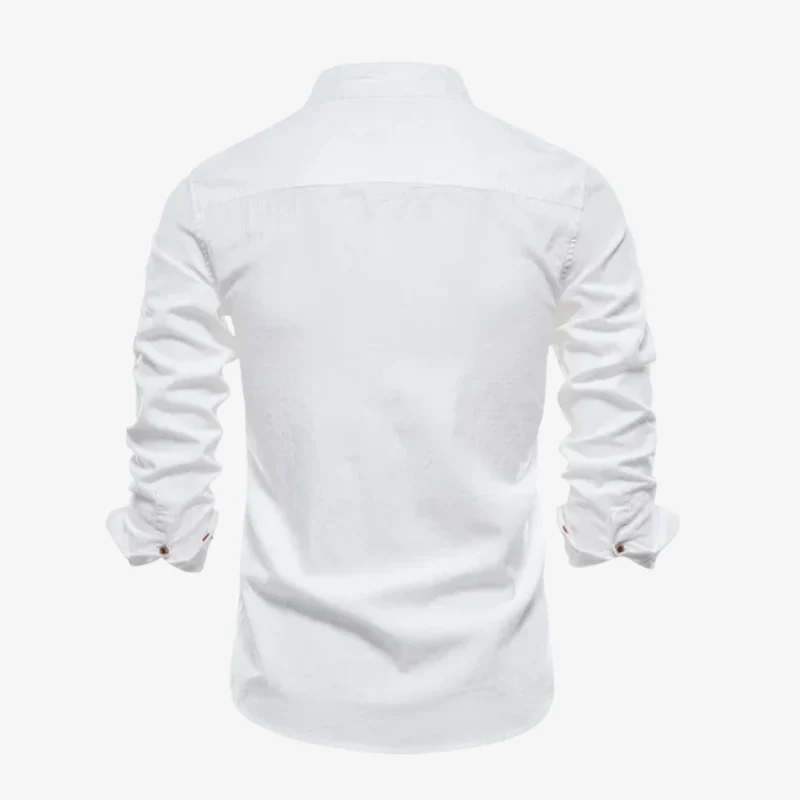 Lars Urban-Linen Hemd com Stehkragen und Leinen-Struktur