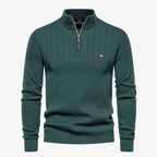 Zermatt Herren-Feinstrickpullover mit Stehkragen und Reißverschluss