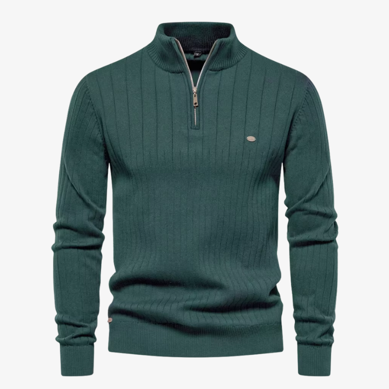 Zermatt Herren-Feinstrickpullover mit Stehkragen und Reißverschluss
