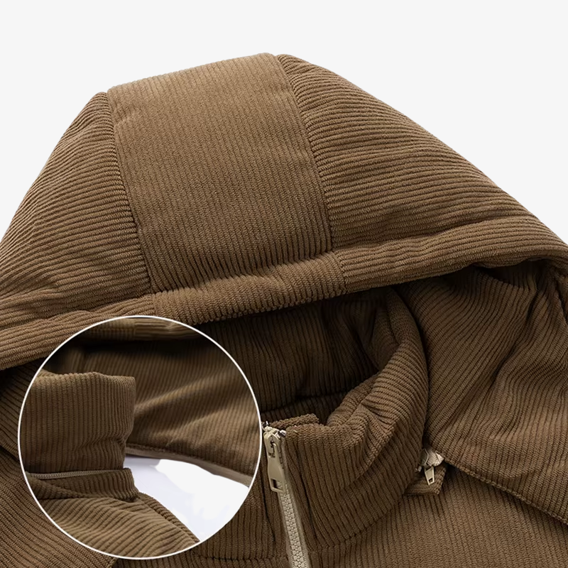 Graz Hybrid-Cord-Pufferjacke mit Kapuze