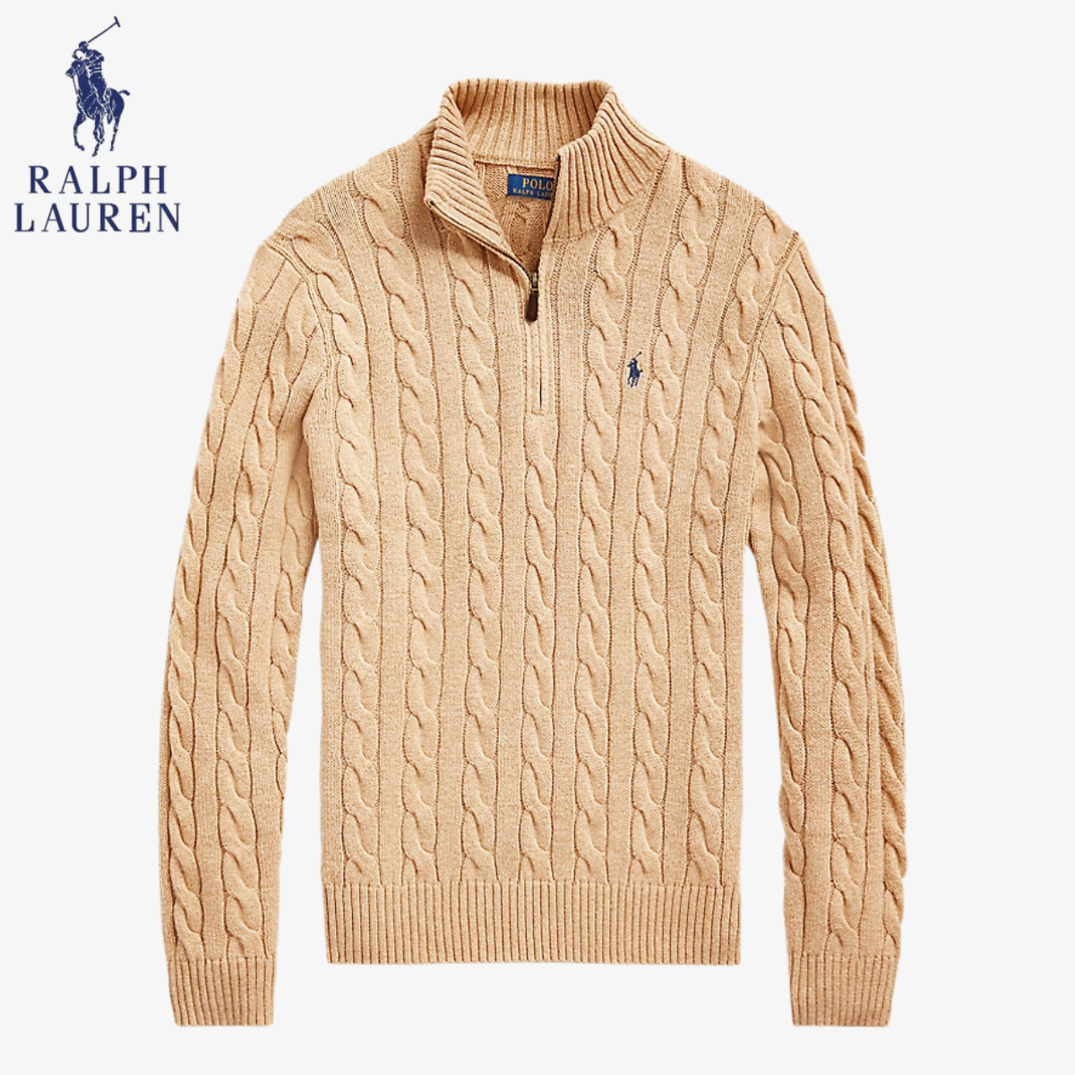 Polo RL St. Moritz Cable-Knit Wool Half-Zip Sweater