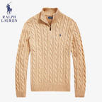 Zopfmuster-Wollpullover Polo RL St. Moritz mit Half-Zip