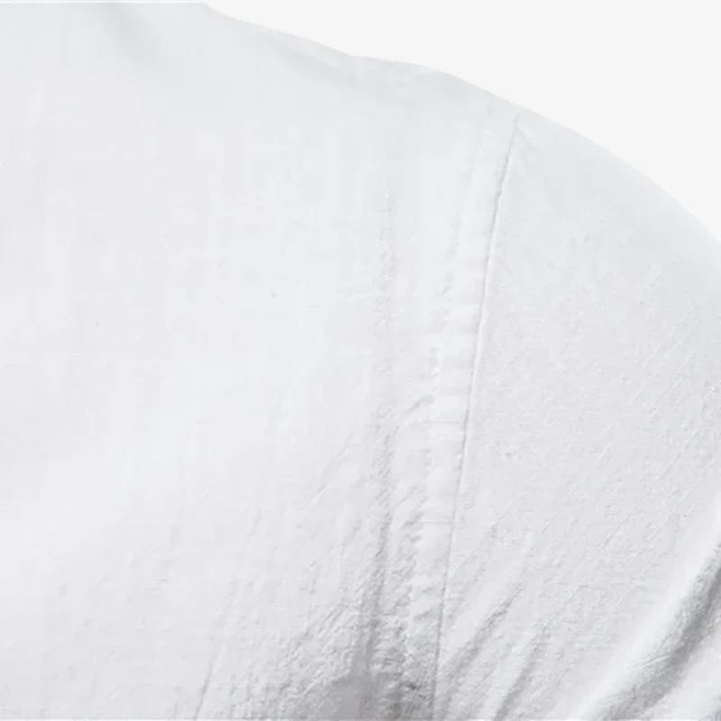 Lars Urban-Linen Hemd com Stehkragen und Leinen-Struktur