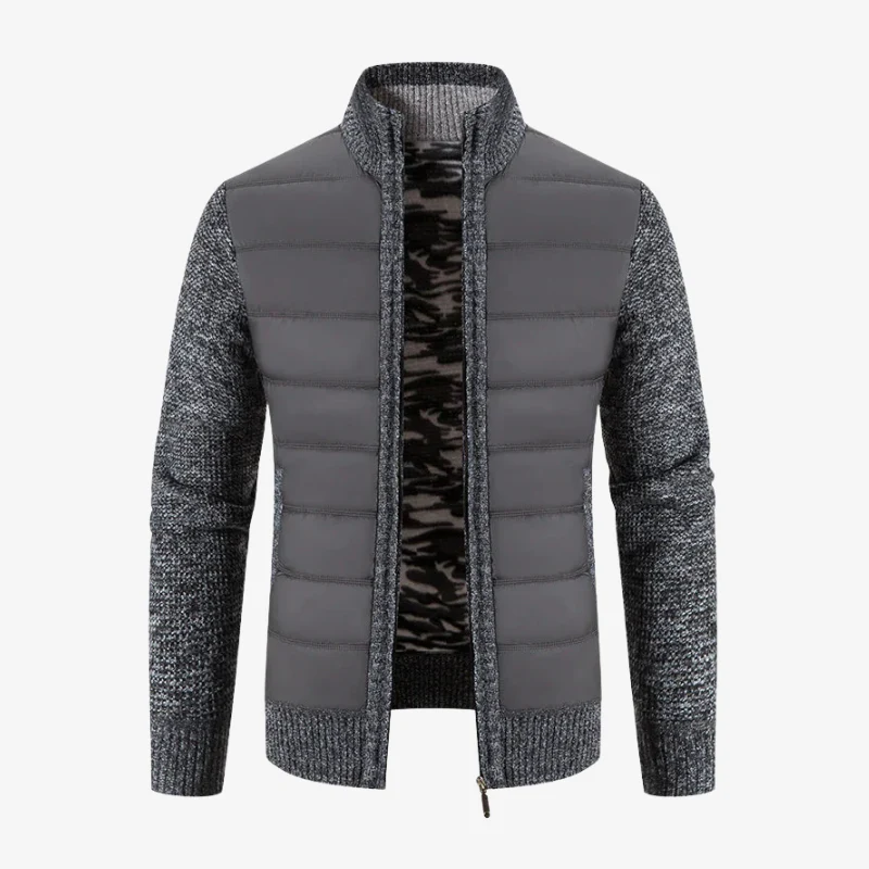 Vaduz Premium Strickjacke mit Struktur-Relief und Stehkragen