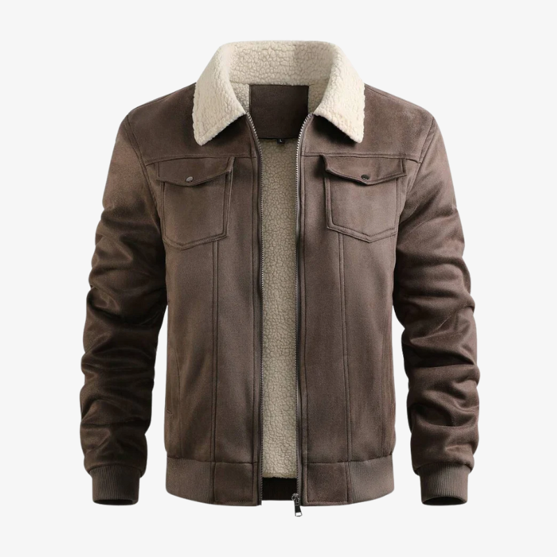 Graz Winterjacke aus Wildleder-Optik mit Lammfell-Imitat-Futter