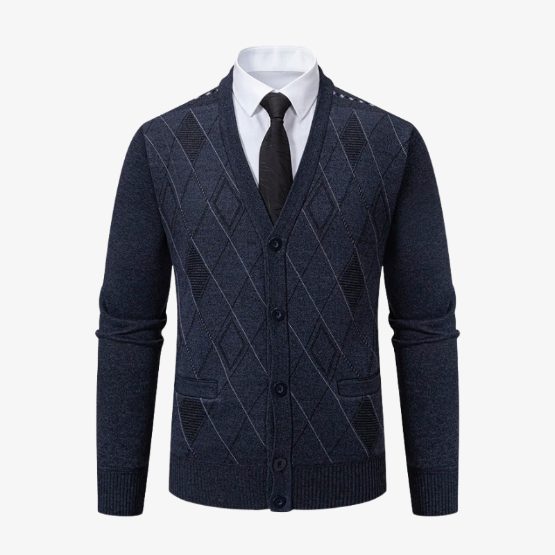 Salzburg Klassischer Cardigan mit Argyle-Muster und V-Ausschnitt