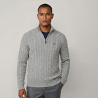 Zopfmuster-Wollpullover Polo RL St. Moritz mit Half-Zip
