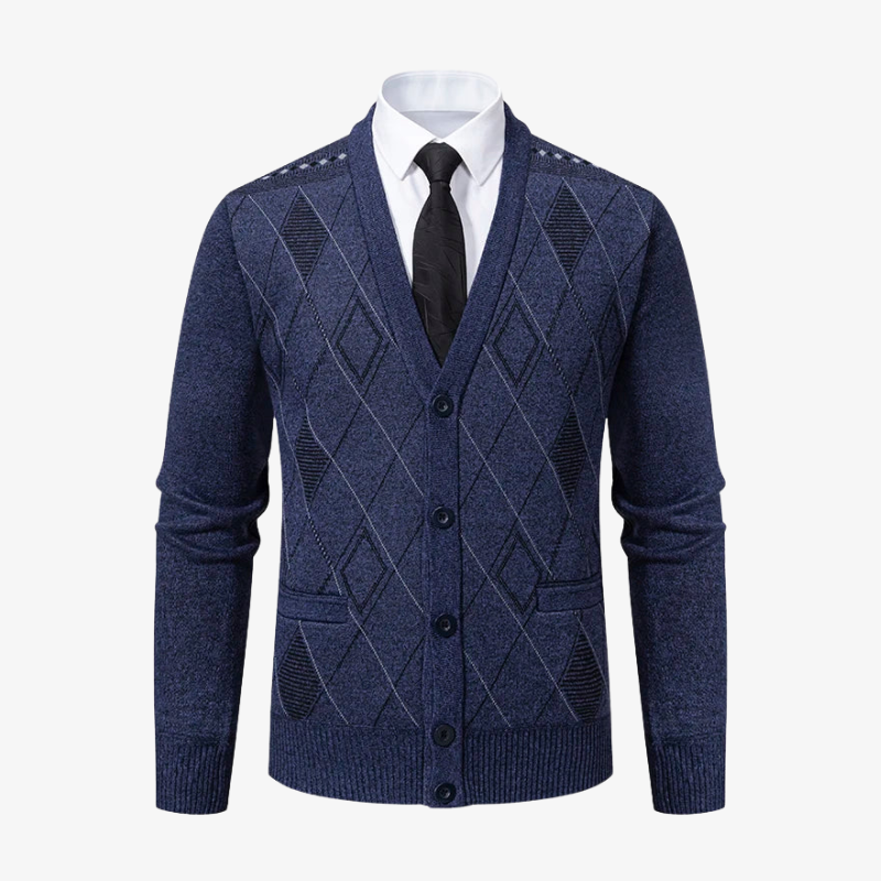 Salzburg Klassischer Cardigan mit Argyle-Muster und V-Ausschnitt