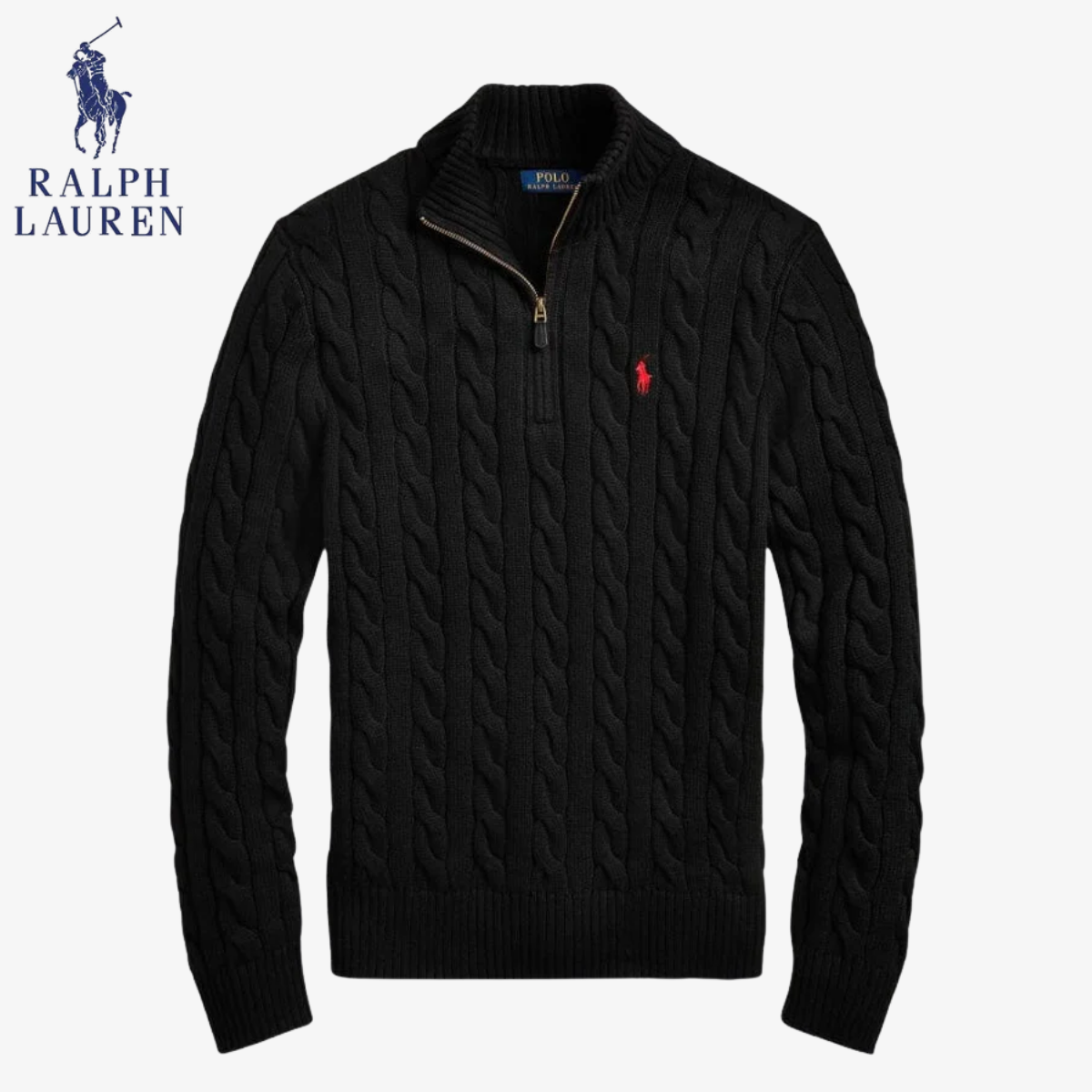 Polo RL St. Moritz Cable-Knit Wool Half-Zip Sweater