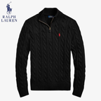 Zopfmuster-Wollpullover Polo RL St. Moritz mit Half-Zip