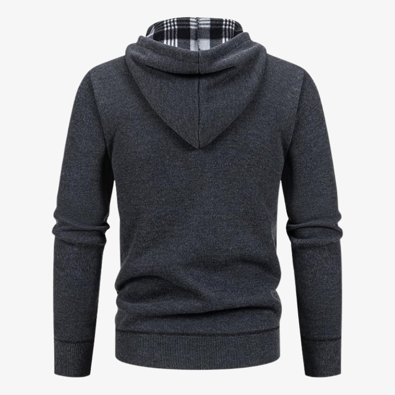 Lars Hybrid-Strickjacke mit Thermo-Steppung und Karo-Futter