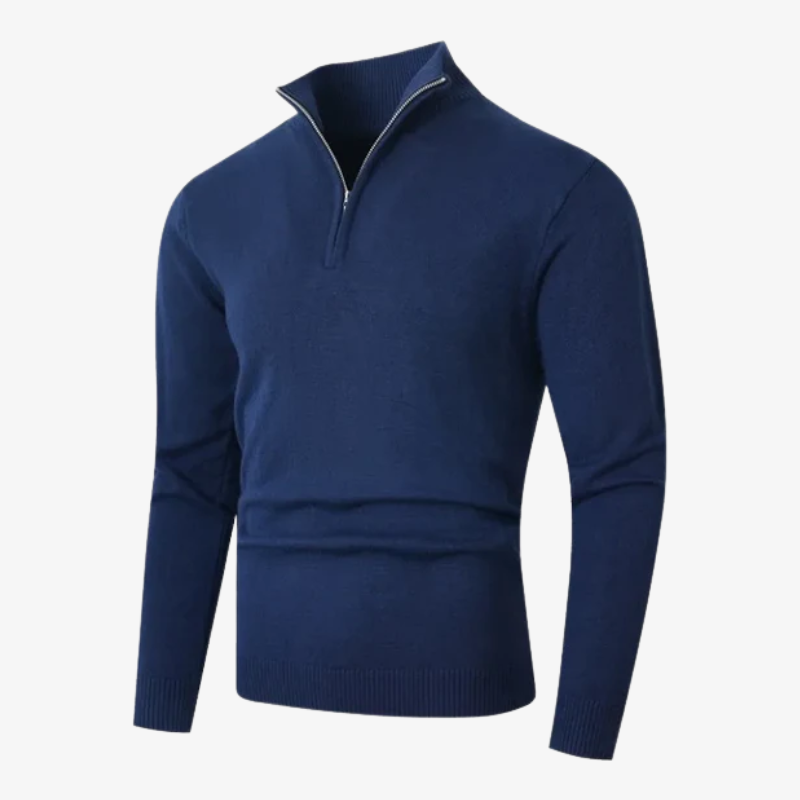 Nordic Slim-Fit Troyer Pullover mit Stehkragen und Reißverschluss