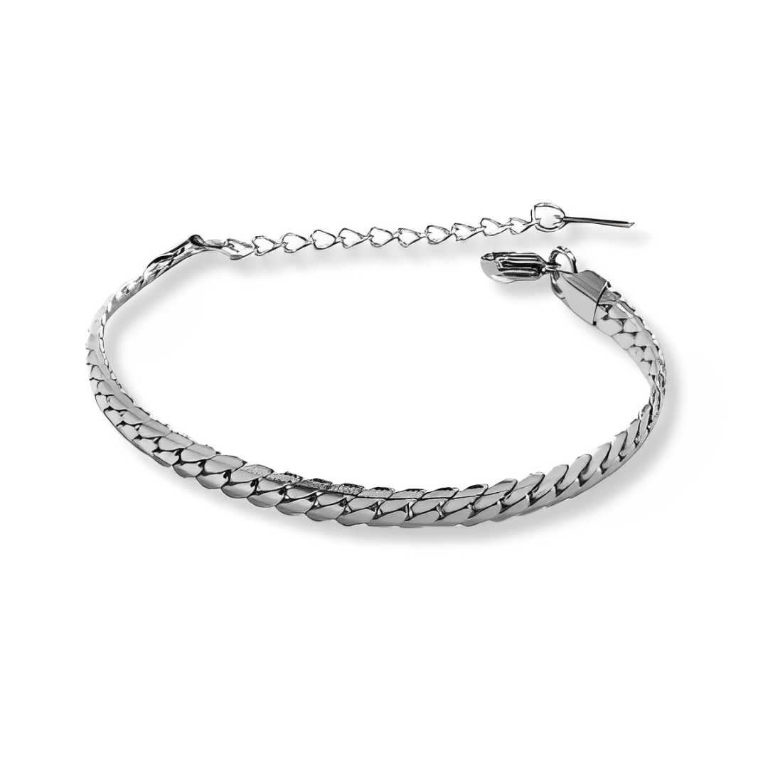 Pulseira Masculina Cubana de Aço Prata