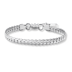 Pulseira Masculina Cubana de Aço Prata