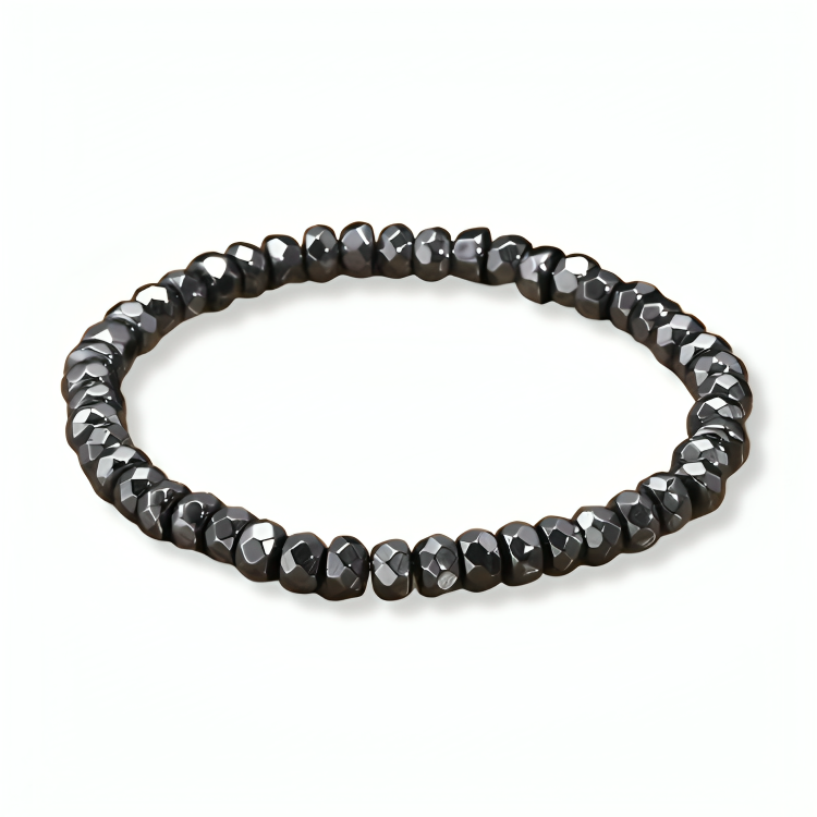 Pulseira Masculina de Pedra Natural Hematita Preta