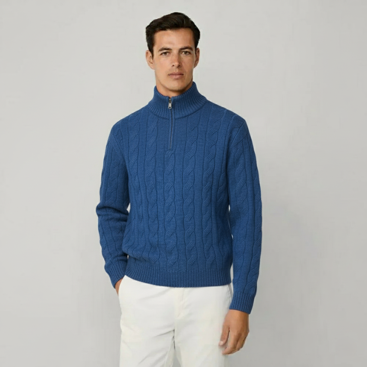 St. Moritz Troyer-Pullover aus Zopfstrick mit Reißverschluss