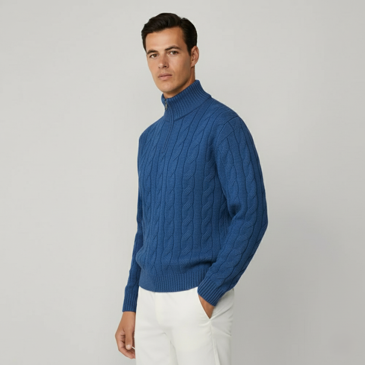 St. Moritz Troyer-Pullover aus Zopfstrick mit Reißverschluss