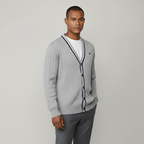 Baden Slim-Fit Strickjacke mit V-Ausschnitt und Kontraststreifen